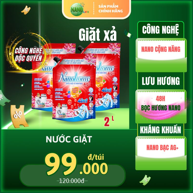 Nước giặt túi Nano home Ag+
