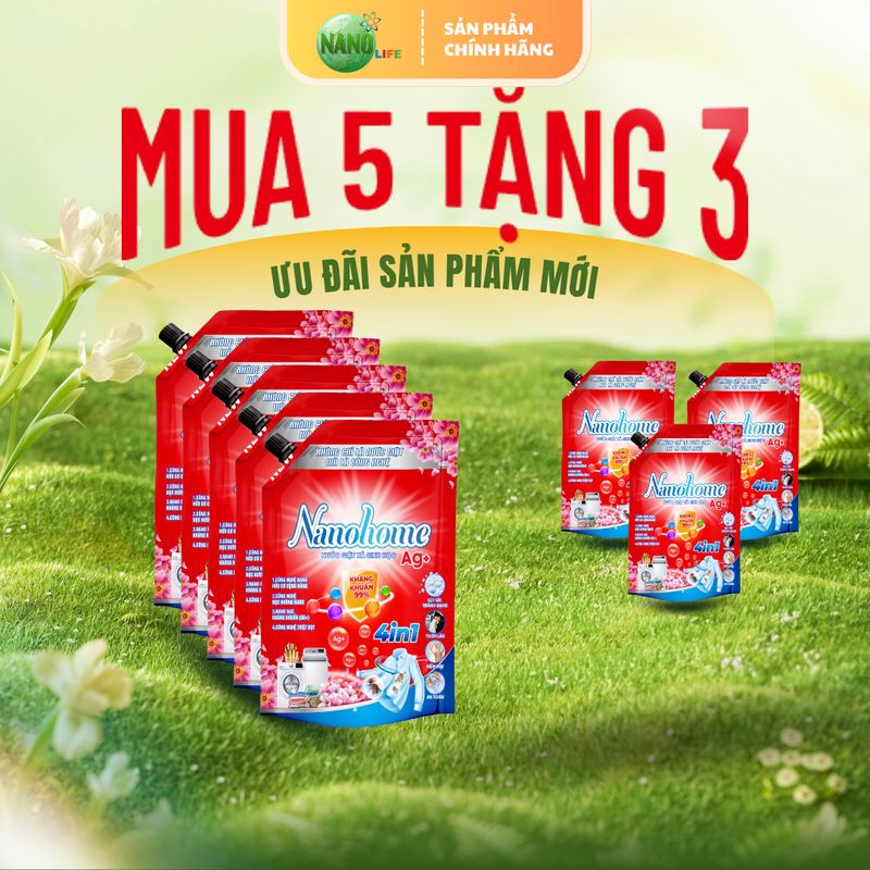 Nước giặt túi Mua 5 tặng 3 (member)